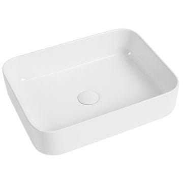 Pravokotni umivalnik za pult 50×40×13,5 cm, sijajno bel -