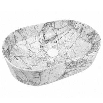 Ovalni umivalnik za pult 50×30 cm marmor -