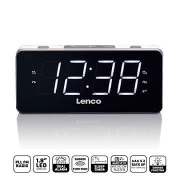 LENCO PLL FM radijska budilka, velik in jasen 1,8-palčni LED zaslon, bel
