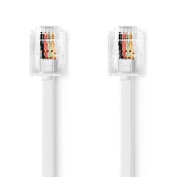 Nedis Telekomunikacijski kabel | RJ11 Moški | RJ11 Moški | 10,0 m | Izvedba kabla: Ploščat | Pozlačeno | Vrsta kabla: RJ11 | Bela | Oznaka