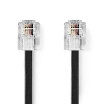 Nedis Telekomunikacijski kabel | RJ11 Moški | RJ11 Moški | 5,00 m | Izvedba kabla: Ploščat | Pozlačeno | Vrsta kabla: RJ11 | Črna | Oznaka