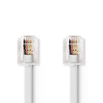 Nedis Telekomunikacijski kabel | RJ11 Moški | RJ11 Moški | 5,00 m | Izvedba kabla: Ploščat | Vrsta kabla: RJ11 | Prozorna/bela