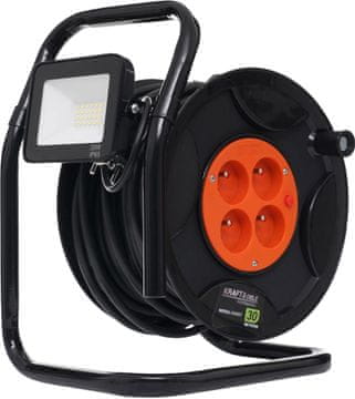 Kraft&Dele Podaljšek na plastičnem bobnu 30m + LED KD4037