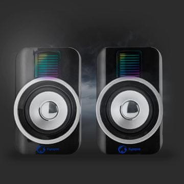 Nedis Igralni zvočniki | Kanali zvočnikov: 2.0 | USB napajanje | 3,5 mm moški | 30 W | RGB | Nadzor glasnosti