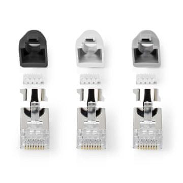 Nedis priključek RJ45 | RJ45 prehod | Solid/nasedli FTP CAT7 | Naravnost | Pozlačeno | 10 kosov | PVC | Siva/črna/bela | Škatla