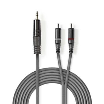 Nedis Stereoljudkabel | 3,5 mm Hane | 2x RCA Hane | ponikljana | 1,50 m | Okrogla | Mörkgrå | Kartonski tulec