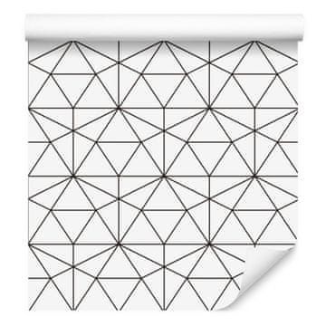 Bela tapeta z geometrijskim vzorcem za dnevno sobo in spalnico 50x1000 cm