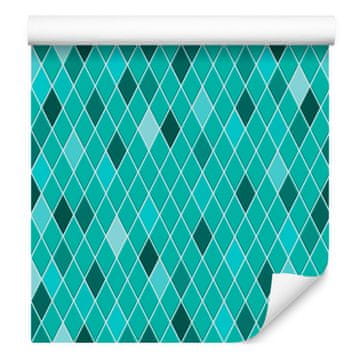 Moderna tapeta s turkiznimi diamanti za dnevno sobo in spalnico 50x1000 cm