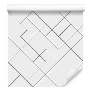 Bela tapeta z geometrijskim vzorcem za dnevno sobo in spalnico 50x1000 cm