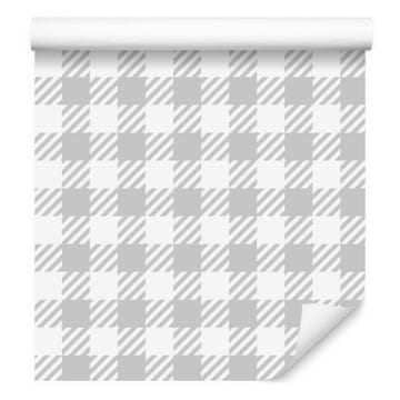 Moderna sivo-bela karo tapeta za dnevno sobo in spalnico 50x1000 cm