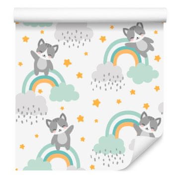 Tapeta Kittens Clouds and Stars za dnevno sobo in spalnico 50x1000 cm