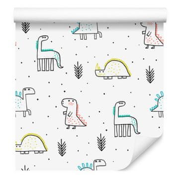 Fototapeta z dinozavri in pikami ter rastlinami za dnevno sobo in spalnico 50x1000 cm