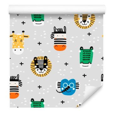 Tapeta z barvitimi živalmi za dnevno sobo in spalnico 50x1000 cm