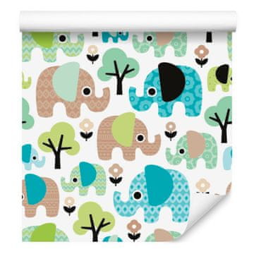 Tapeta z motivom slonovega cvetja in drevesa v zeleni barvi za dnevno sobo in spalnico 50x1000 cm