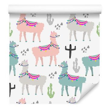 Barvita tapeta z lamami in živalmi za dnevno sobo in spalnico 50x1000 cm