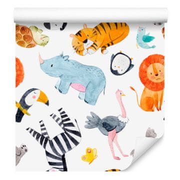 Barvita tapeta z živalmi iz safarija za dnevno sobo in spalnico 50x1000 cm