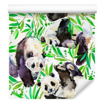 Tapeta s poslikanimi pandami za dnevno sobo in spalnico 50x1000 cm