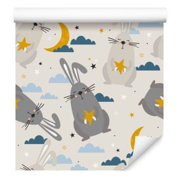 Tapeta z zajci pred oblaki za dnevno sobo in spalnico 50x1000 cm