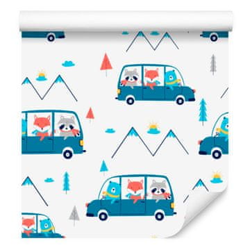 Fototapeta z avtomobili in živalmi za dnevno sobo in spalnico 50x1000 cm