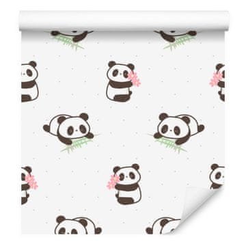 Fototapeta Panda s cvetjem za dnevno sobo in spalnico 50x1000 cm