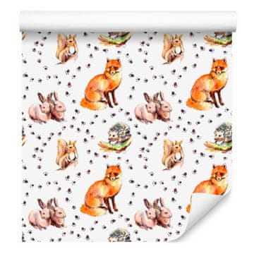 Tapeta z gozdnimi živalmi za dnevno sobo in spalnico 50x1000 cm