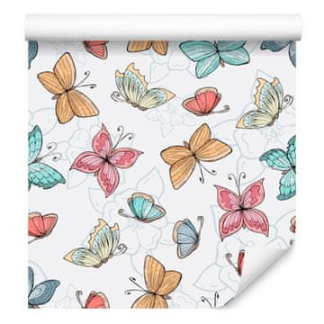 Fototapeta z metulji in rožami za dnevno sobo in spalnico 50x1000 cm