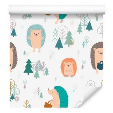 Fototapeta z motivom ježkov v gozdu za dnevno sobo in spalnico 50x1000 cm