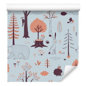Tapeta z lepimi gozdnimi živalmi za dnevno sobo in spalnico 50x1000 cm