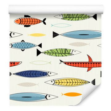 Tapeta z ribami v skandinavskem slogu za dnevno sobo in spalnico 50x1000 cm