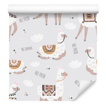 Tapeta z lamami, živalmi in oblaki za dnevno sobo in spalnico 50x1000 cm