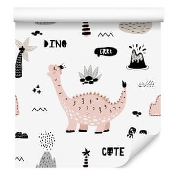 Fototapeta z dinozavri in palmami, vulkani za dnevno sobo in spalnico 50x1000 cm