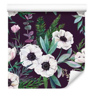 Tapeta s čudovitimi cvetočimi anemonami za dnevno sobo in spalnico 50x1000 cm