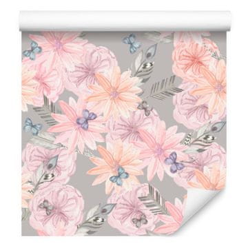 Tapeta z rožami v boho slogu za dnevno sobo in spalnico 50x1000 cm