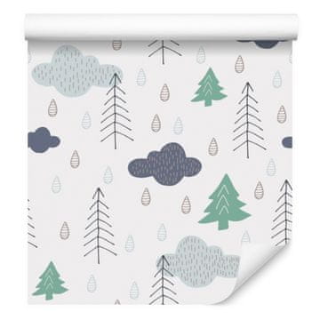 Tapeta z drevesi, oblaki in naravo za dnevno sobo in spalnico 50x1000 cm