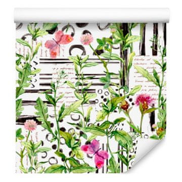 Tapeta z motivom spomladanskih rastlin za dnevno sobo in spalnico 50x1000 cm