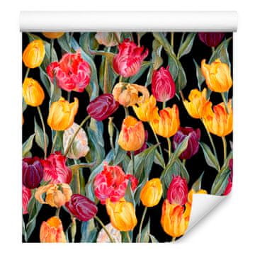 Tapeta z barvitimi tulipani za dnevno sobo in spalnico 50x1000 cm