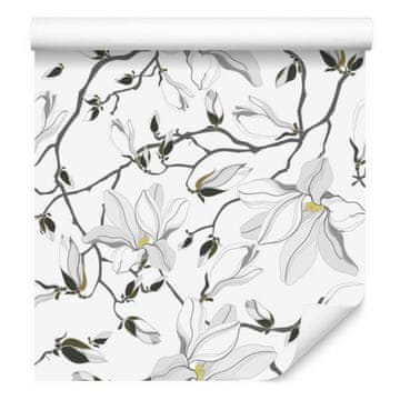 Tapeta z belimi magnolijami za dnevno sobo in spalnico 50x1000 cm