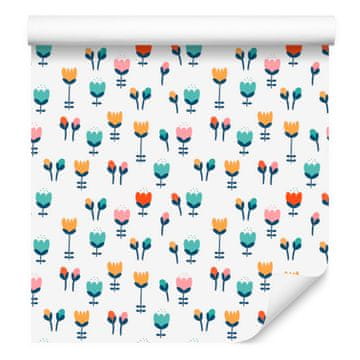 Tapeta s tulipani v skandinavskem slogu za dnevno sobo in spalnico 50x1000 cm