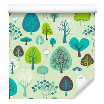 Tapeta z zelenimi rastlinami in drevesi za dnevno sobo in spalnico 50x1000 cm
