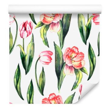 Tapeta s cvetočimi tulipani za dnevno sobo in spalnico 50x1000 cm