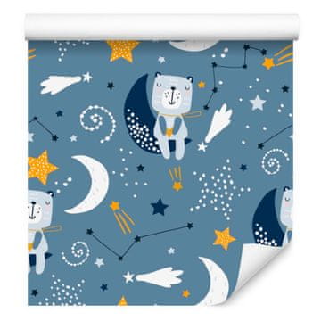 Tapeta z zvezdami, lunami in spalnim medvedkom za dnevno sobo in spalnico 50x1000 cm