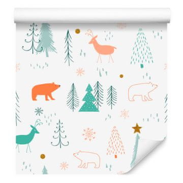 Tapeta z medvedki in jeleni za dnevno sobo in spalnico 50x1000 cm