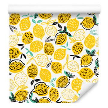 Tapeta z motivom limone v skandinavskem slogu za dnevno sobo in spalnico 50x1000 cm