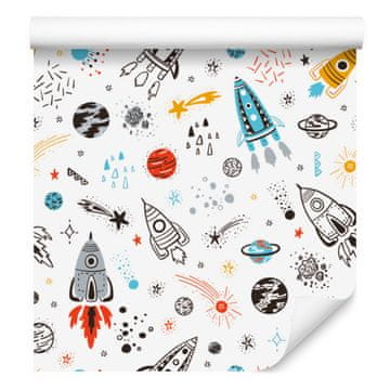 Fototapeta z motivom vesoljskih planetov in zvezd za dnevno sobo in spalnico 50x1000 cm