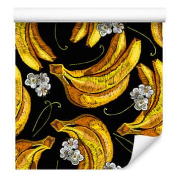 Tapeta z bananami in rožami za dnevno sobo in spalnico 50x1000 cm