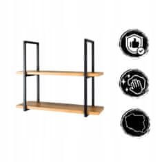 DE VISEČA POLICA Loft Industrial Wall Black Metal Wood 60x22x50 Cesa S