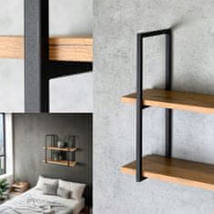 DE VISEČA POLICA Loft Industrial Wall Black Metal Wood 60x22x50 Cesa S
