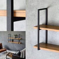 DE VISEČA POLICA Loft Industrial Stenska Črna Kovinska Lesena 80x22x50 Cesa M