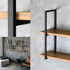 DE VISEČA POLICA Loft Industrial Stenska Črna Kovinska Lesena 100x22x50 Cesa L