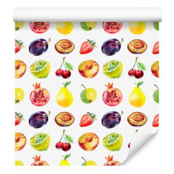 Tapeta z jabolki in češnjami za dnevno sobo in spalnico 50x1000 cm
